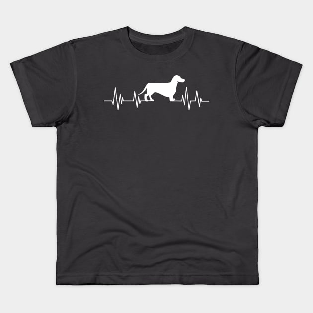 Dachshund Heartbeat wiener dog Heartbeat Silhouette badger dog Kids T-Shirt by mezy